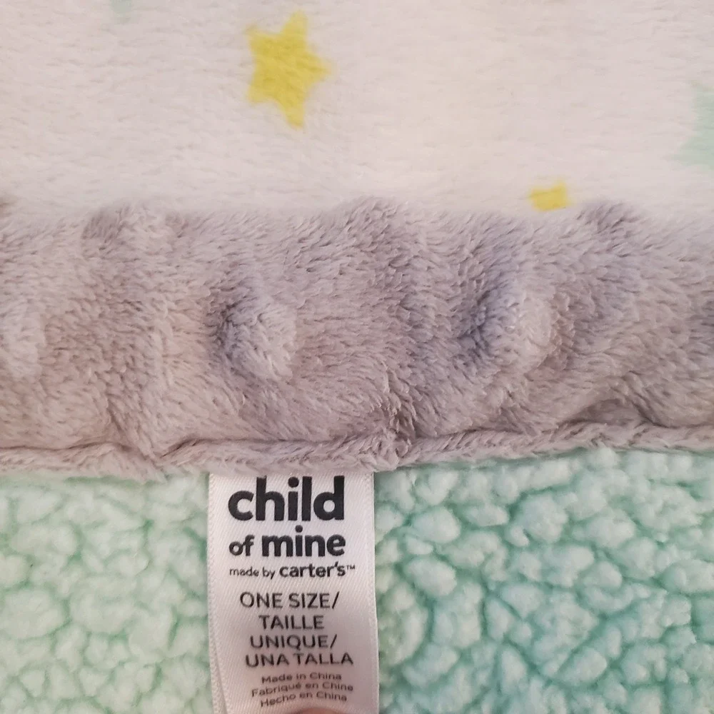 Child of Mine Carters Sheep Stars Baby Blanket Gray Mint Minky Dot Sherpa Lamb